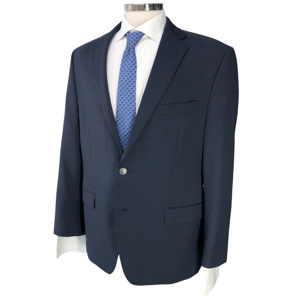 Michael Kors Blazer Mens 44S Navy Wool Blend Sport Coat Silver Button *TINY FLAW